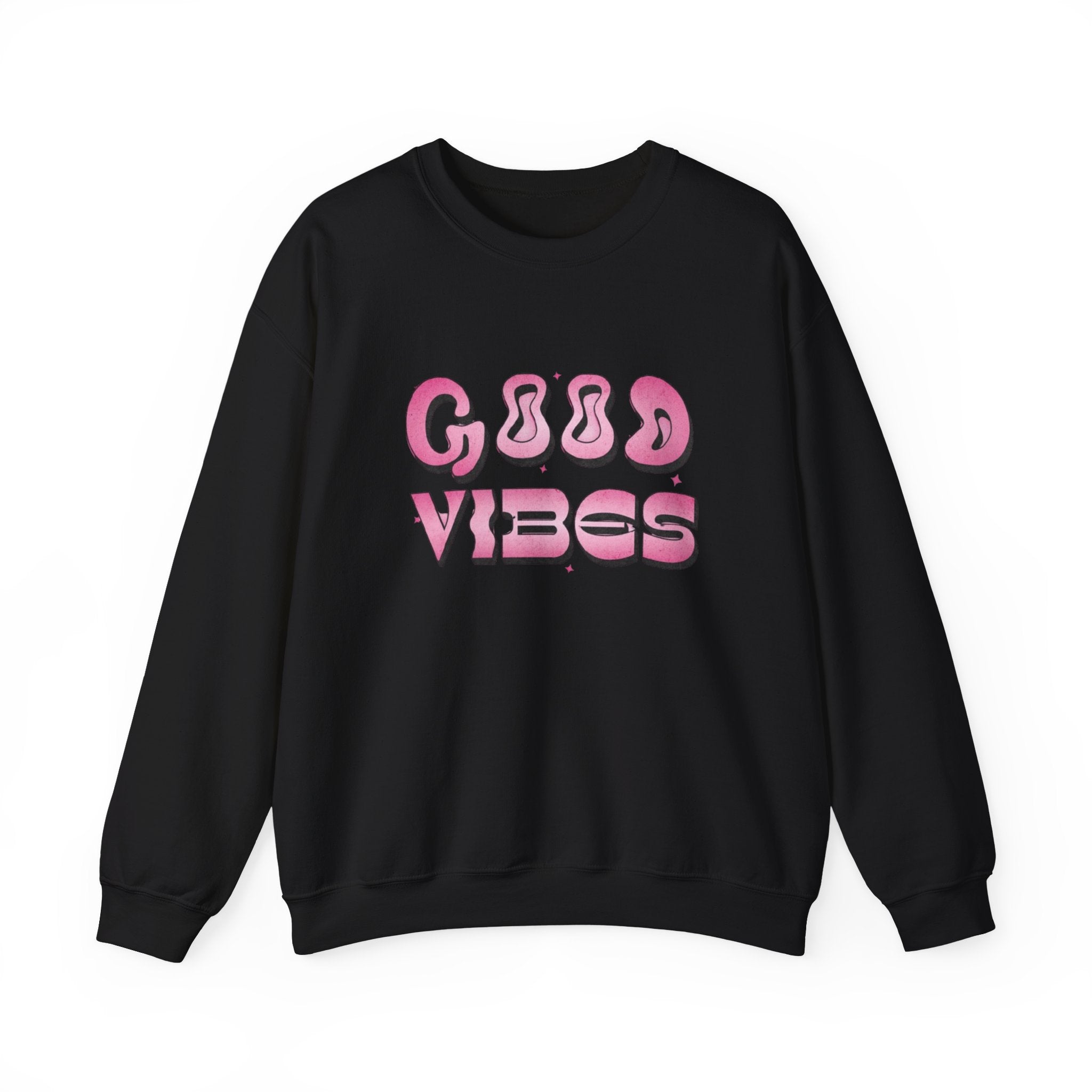 Good Vibes Crewneck Sweatshirt — Retro Pink 3D Text