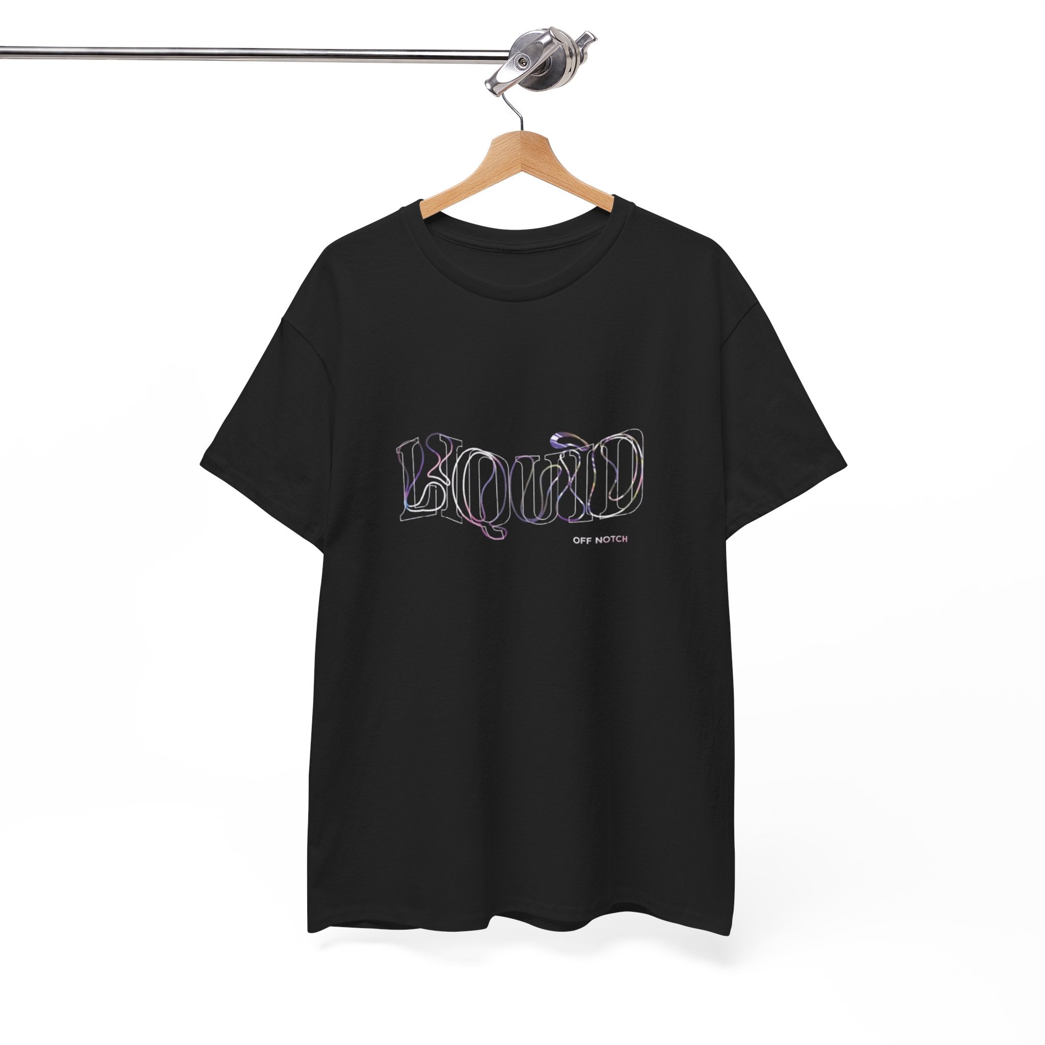 Liquid Script Tee — Black Graphic T‑Shirt with Neon Outline Text